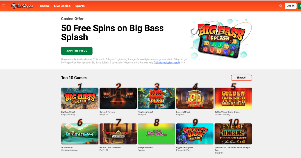 leo vegas casino homepage